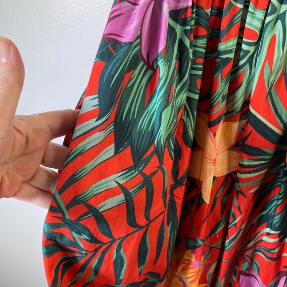 Womens Maude Vivante Tropical Floral Leaves Maxi Dress Tiered S Cotton #43 - Picture 6 of 10